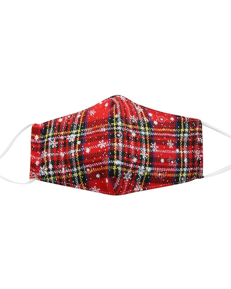 Christmas Plaid Snowflake Breathable Face Mask