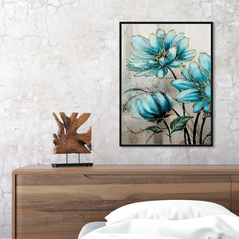 11CT Full Stamped Cross Stitch - Blue Flower(Canvas|40*50CM)