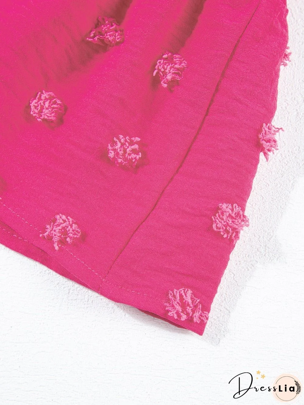 Strawberry Pink Jacquard Ruffle Sleeve Plus Size Mini Dress