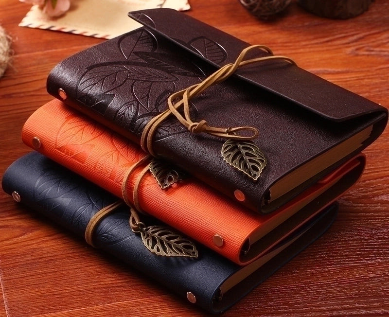 1 Piece Plant Learning School Pu Leather Paper Retro Notebook