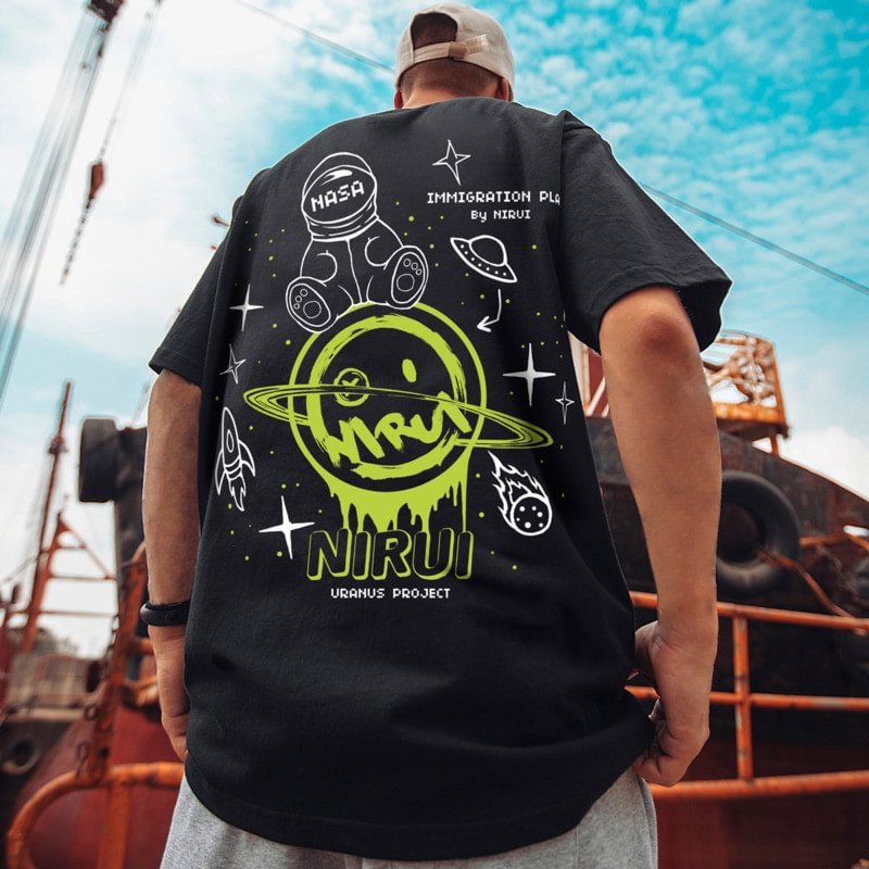 Smiling Print Hip Hop Streetwear Creative T-shirts-VESSFUL