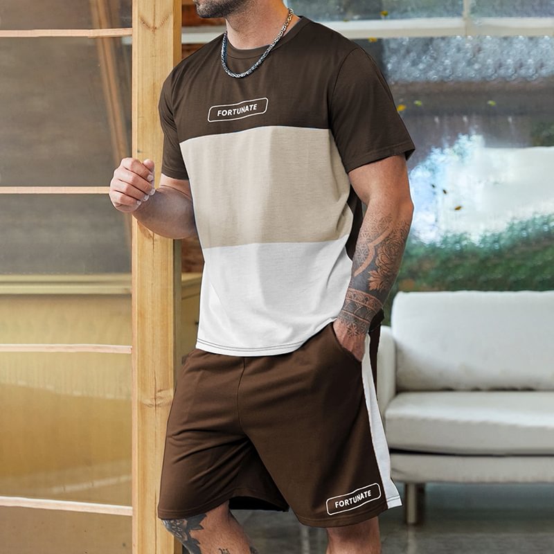 Trendy 'Fortunate' Lettering Print T-Shirt And Short Co-Ord