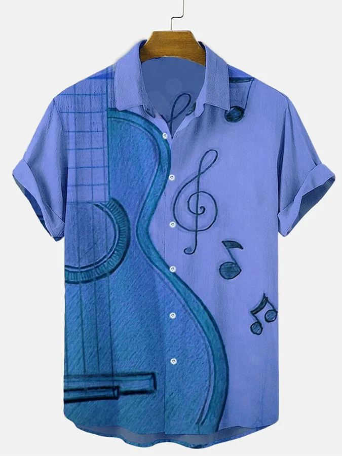 Music Elements Fashion Print Beach Short-sleeved Top