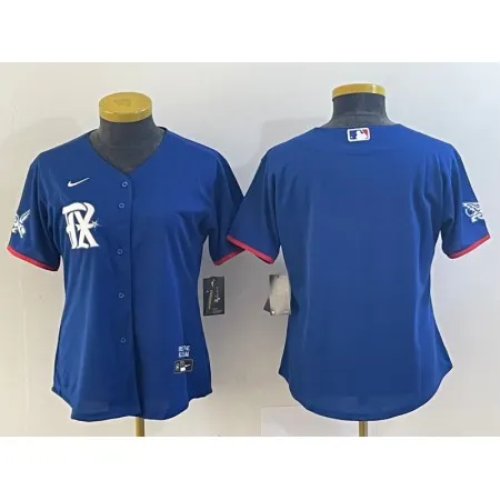Women's Texas Rangers Blank Royal 2023 City Connect Stitched Baseball Jersey(Run Small)