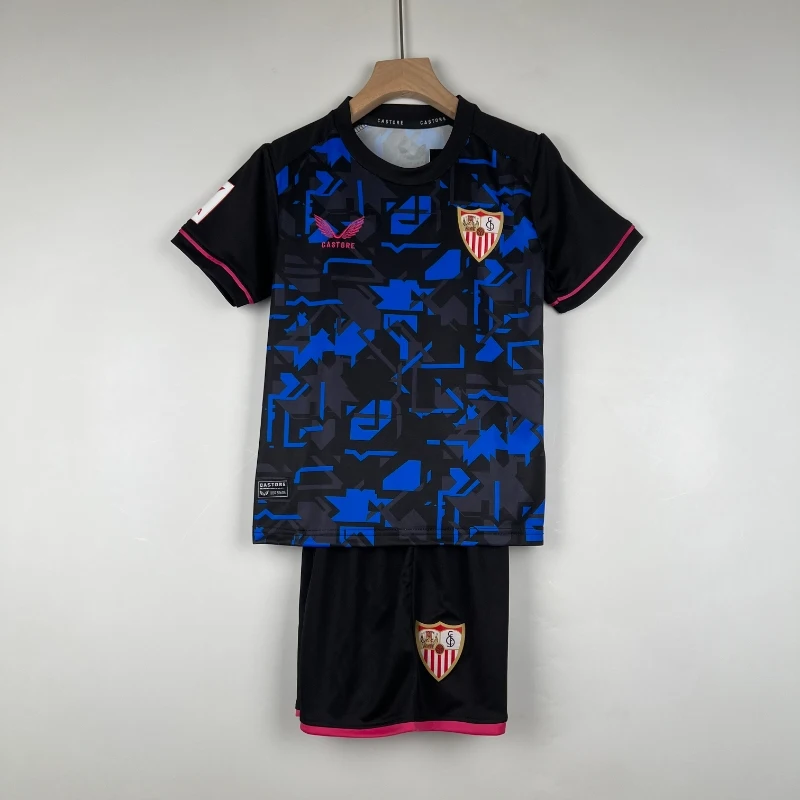 23-24 Kids Sevilla Soccer Jersey Second Away
