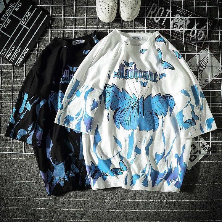 Blue Butterfly Hip Hop Oversized T-Shirt SP18006