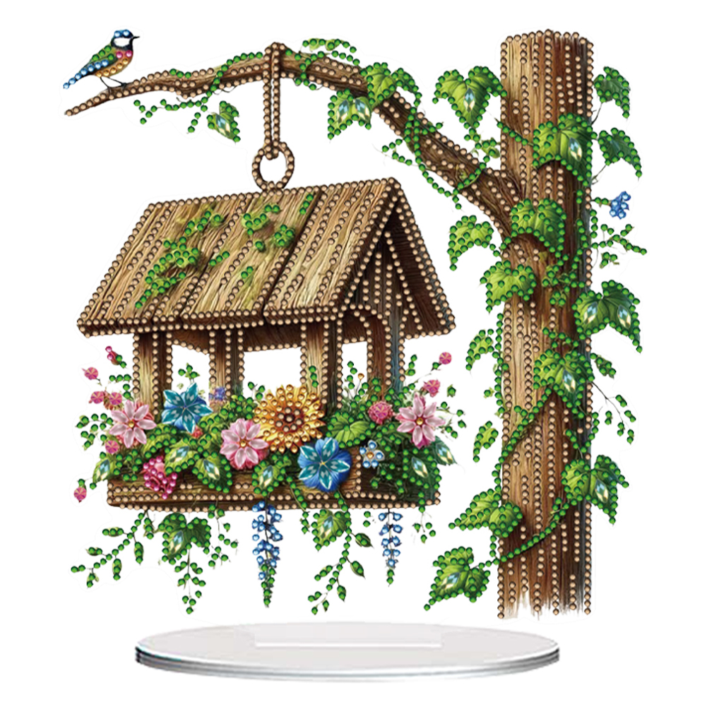 Acrylic Special Shape Birdhouse On Tree Diamond Painting Desktop Decors