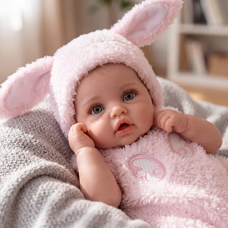 [Pre-Order] Babeside Faye 12"/16" Pouty Lips Silicone Baby Doll in Pink Bunny Outfit &ndash; Lifelike Gift for Girls
