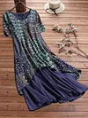 Loose Dress Short-sleeved Cotton Linen Print Fashion Floral Dress