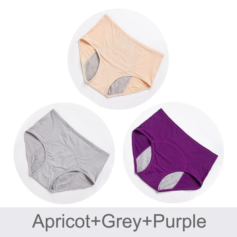 3pcs Leak Proof Menstrual Panties Physiological Pants High Waist Cotton Women Underwear Period Waterproof Female Briefs
