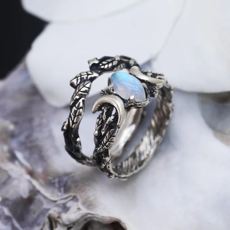 Moonstone Sterling Silver Ring Set