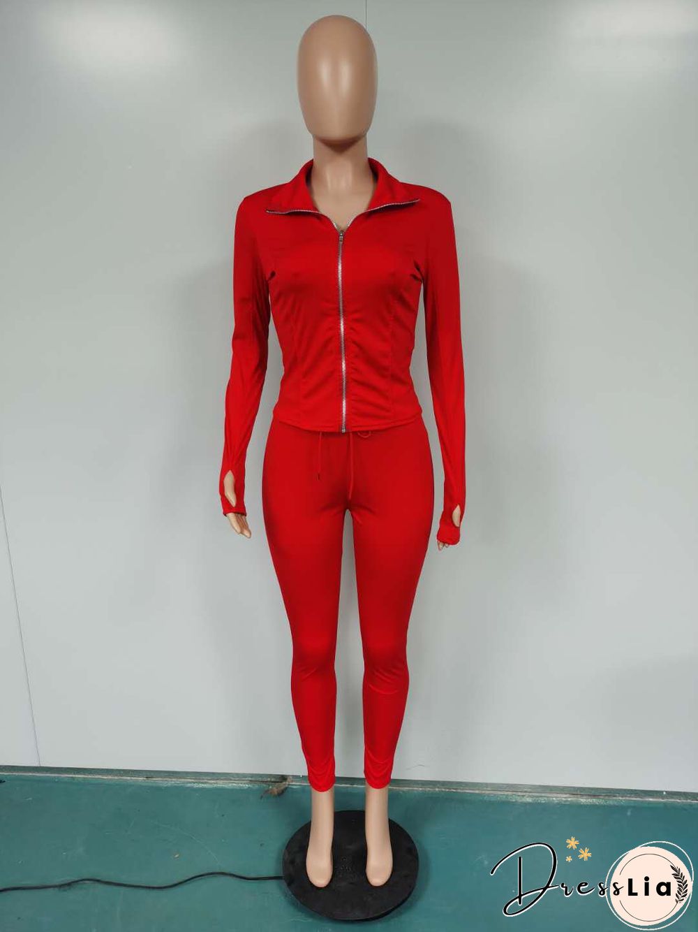 Sportswear Long Sleeve Jacket Pencil Pants Set