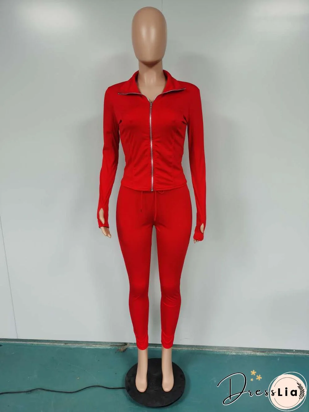 Sportswear Long Sleeve Jacket Pencil Pants Set