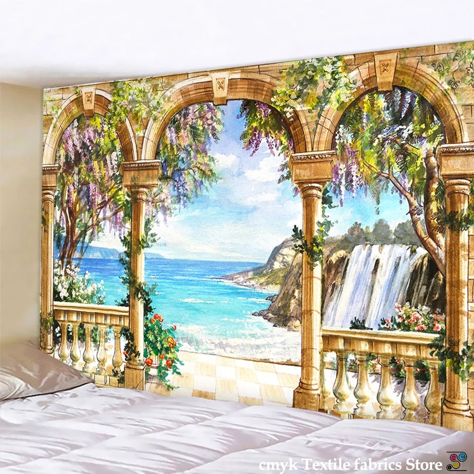 3D Wall Hanging Boheme Mandala Tapestry Flowers Vine Beach Hippie Tapestry Sea Wall Hanging Dorm Decor Living Room Art Gobelin