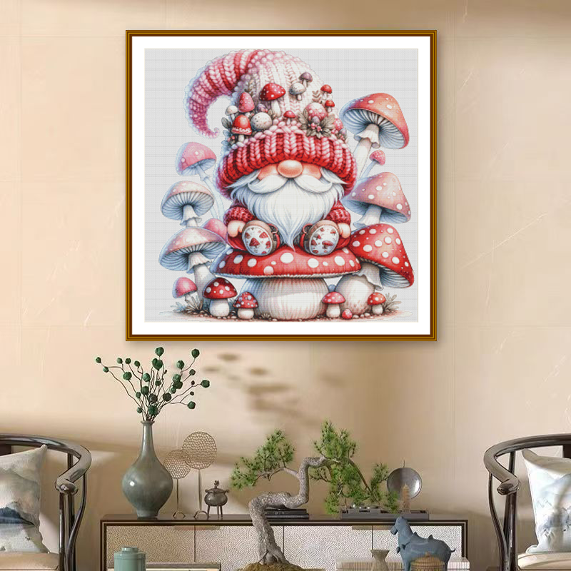 1set DIY Printed Cross Stitch Kit [ZZ6729-mushrooms Dwarfs] Cross Stitch Kit Painting Fairy Cross Stitch