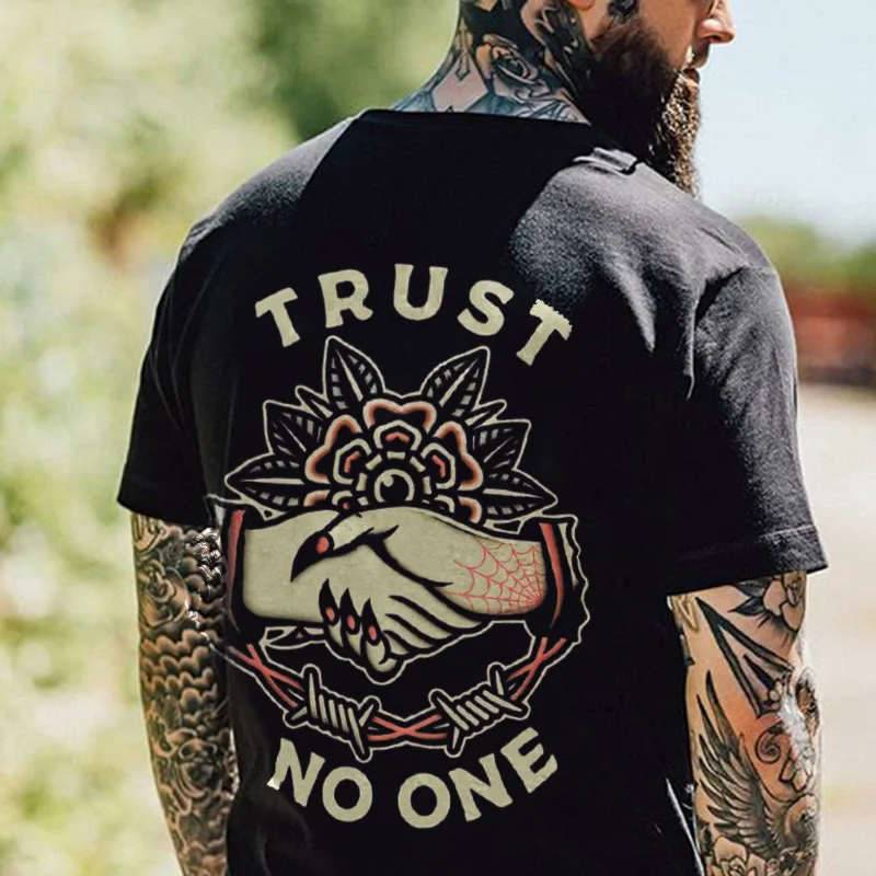 Men's TRUST NO ONE printed loose T-shirt designer -  