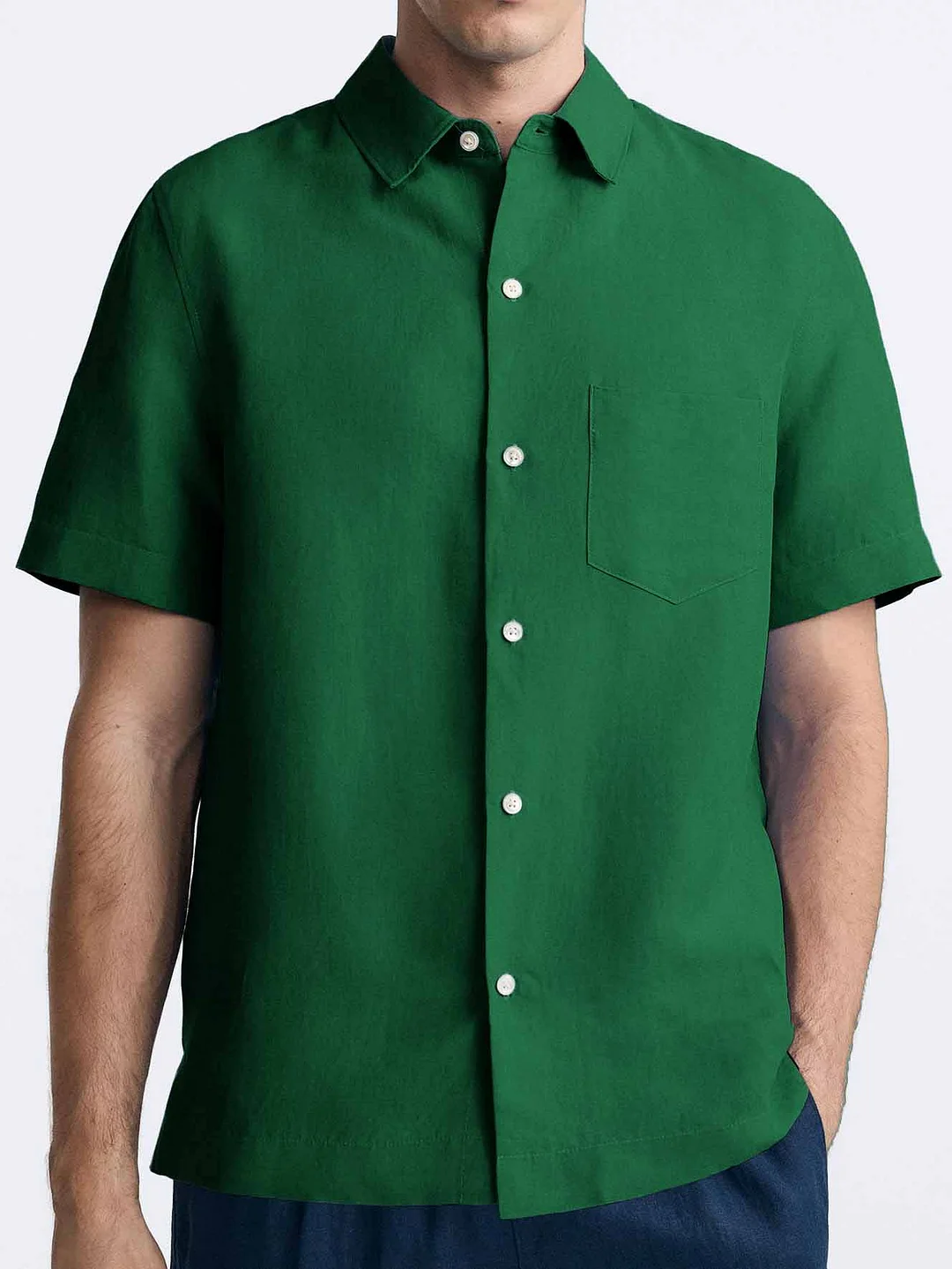 Men's Casual Fashion Comfortable Lapel Short Sleeve Pocket Shirt