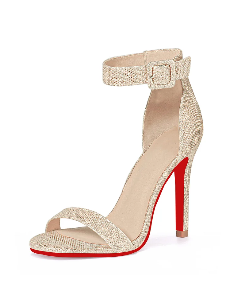100mm Women's  High Heels Dressy Stiletto Heels Open Toe Heels Ankle Strap Heeled Sandals  Wedding Party Red Bottom Pumps