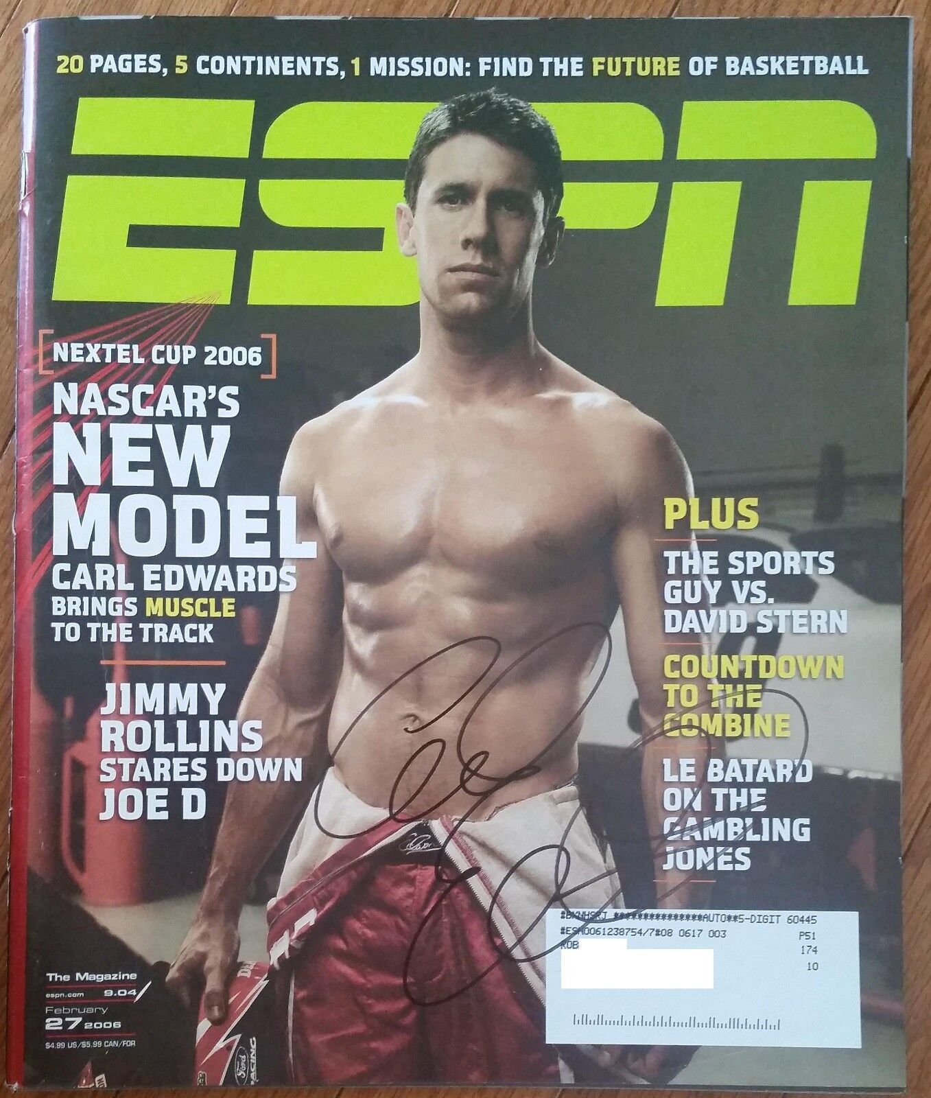 CARL EDWARDS 'NASCAR DRIVER' #19 JOE GIBBS DRIVER SIGNED MAGAZINE *COA *FIRESALE