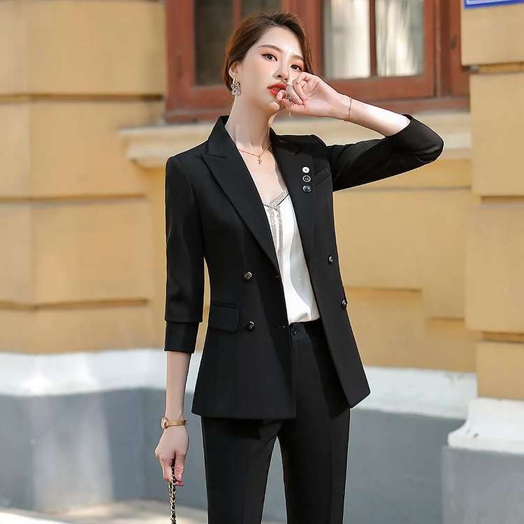 Women Pants Suit Uniform Designs Formal Style Office Lady Bussiness Attire Spring and Autumn Leisure Work Clothes