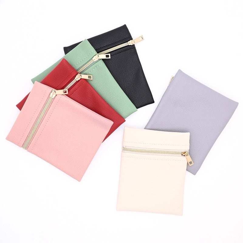 1 Pc/Package PU Leather Casual Handmade Minimalist Indoor Outdoor Daily Square Simple Solid Color Jewelry Packaging Bags