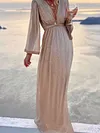 Temperament Deep V-Neck Loose Solid Color Maxi Dress