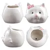 [US Local Warehouse] Cat Ceramic Succulent Pot Bonsai Container Resin with Drain Hole for Home Office