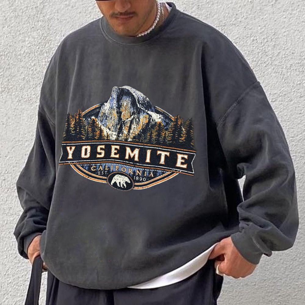 Yosemite Print Vintage Sweatshirt、、URBENIE