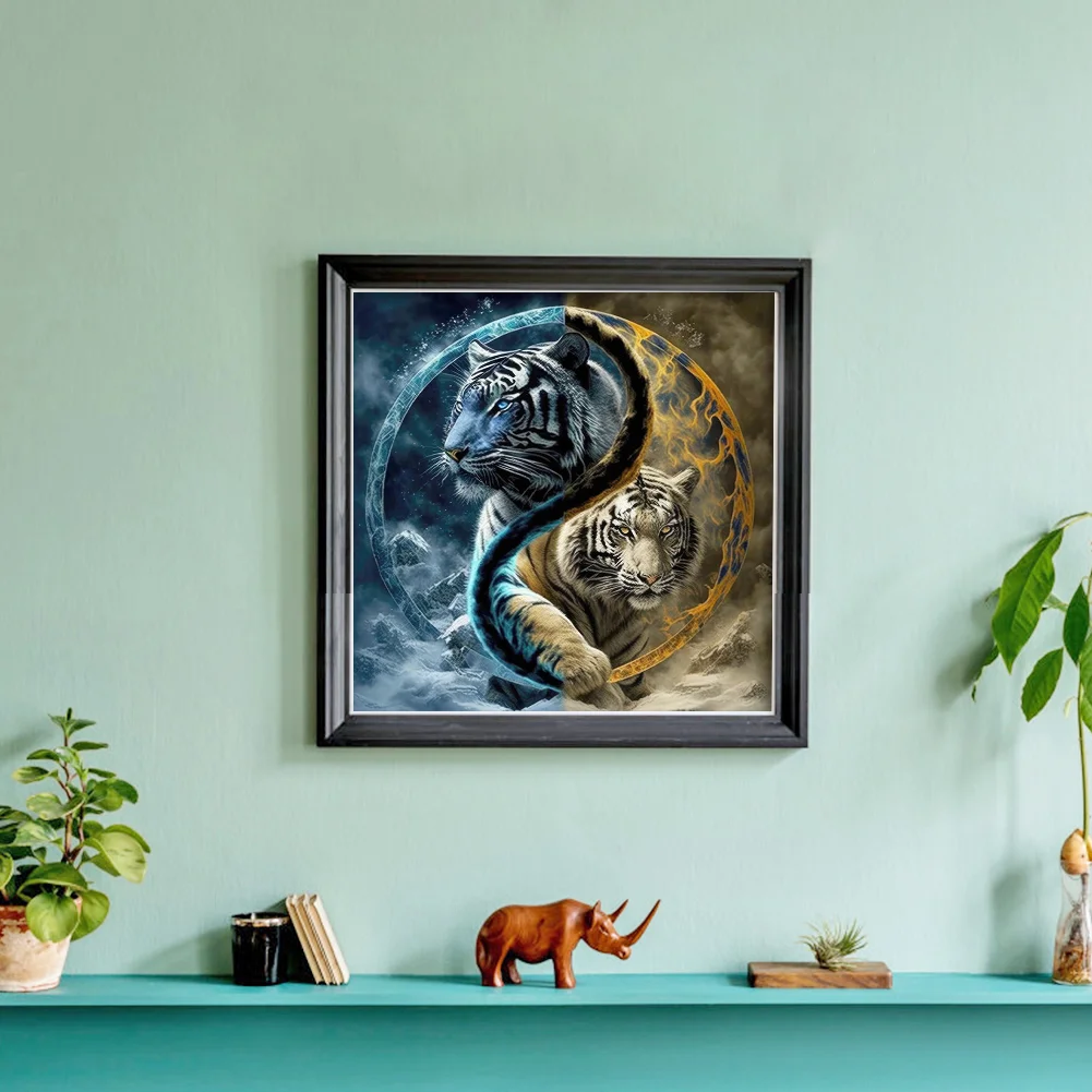 11CT Full Stamped Cross Stitch - Yin Yang Tiger(Canvas|45*45CM)