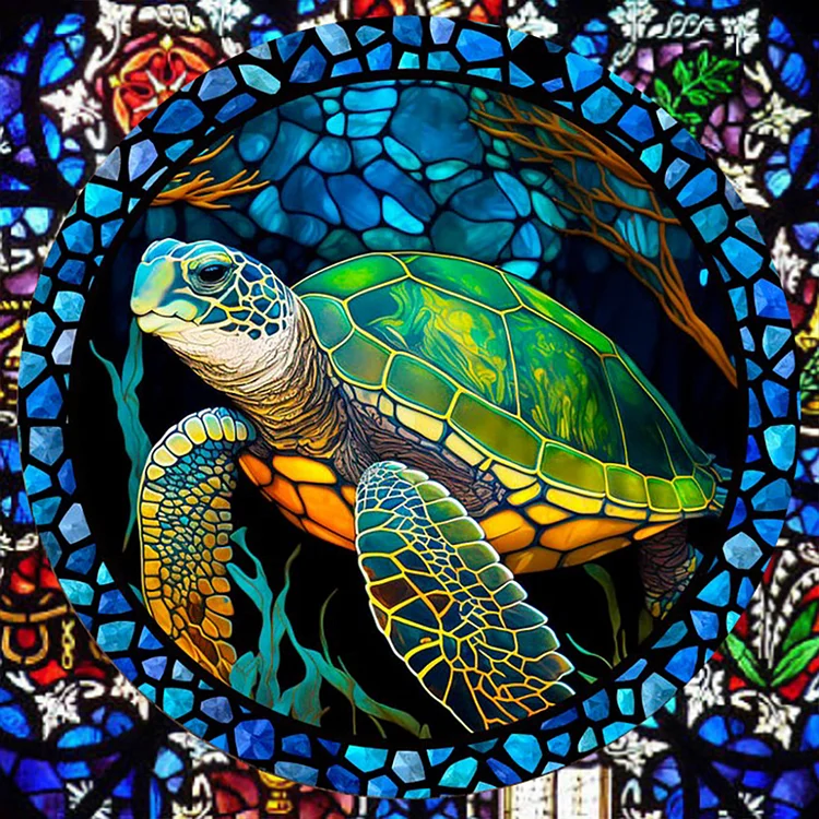 Stained Glass Turtle 30*30CM(Canvas) Full Round Drill Diamond Painting gbfke