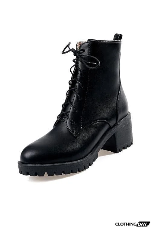 Chunky Heel Lace Up Martin Boots