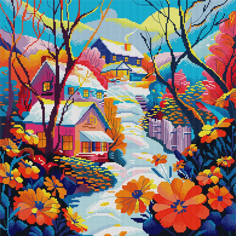 14CT Full Counted Cross Stitch - Snow(Canvas|43*43CM)