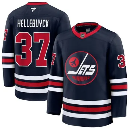 Youth Winnipeg Jets #37 Connor Hellebuyck Navy Alternate Jersey