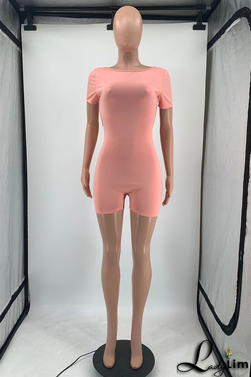 Yellow Fashion Casual Solid Basic O Neck Skinny Romper