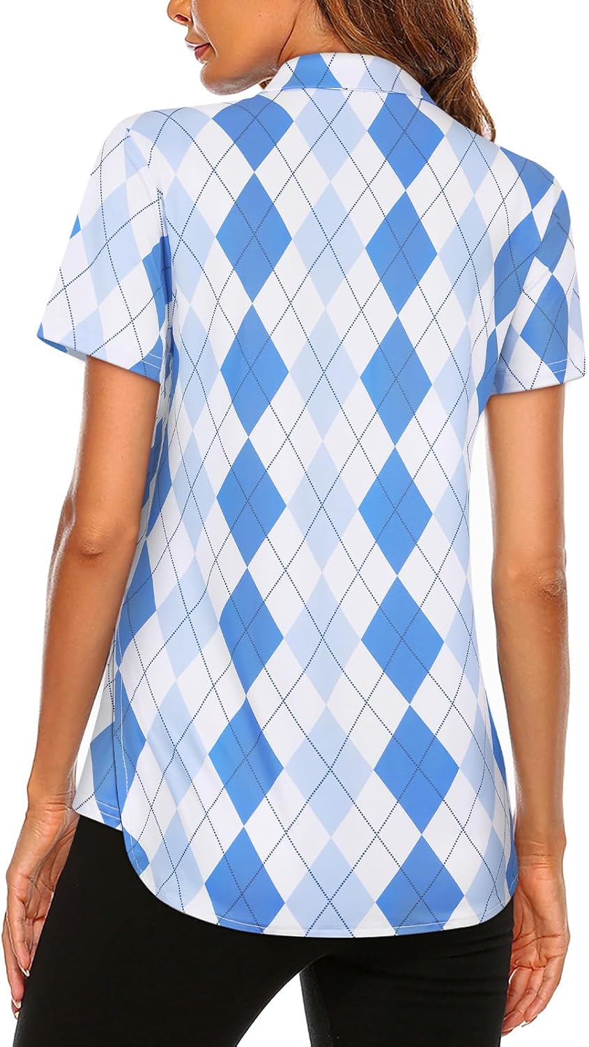 Women's Long Sleeve Golf Tennis Polo Shirts UPF50+ Half Zip Dry Fit Workout Tops Athletic Shirt