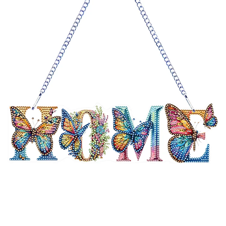 Words with Butterfly Colorful Diamond Art Hanging Pendant for Home Wall Decor