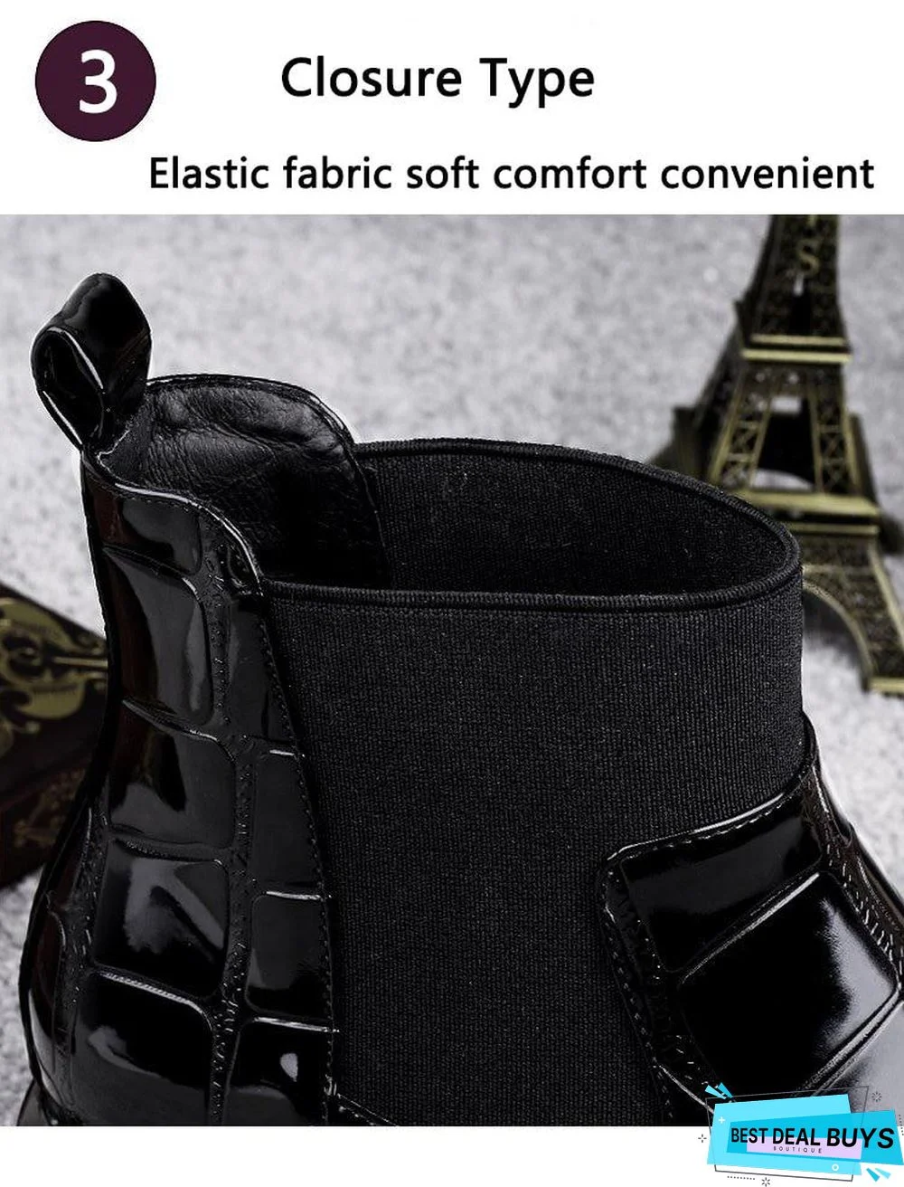 Chic Women Boots Shiny Pu Leather Autumn Winter Shoes Woman Square Toe Block Heels Ankle Boots