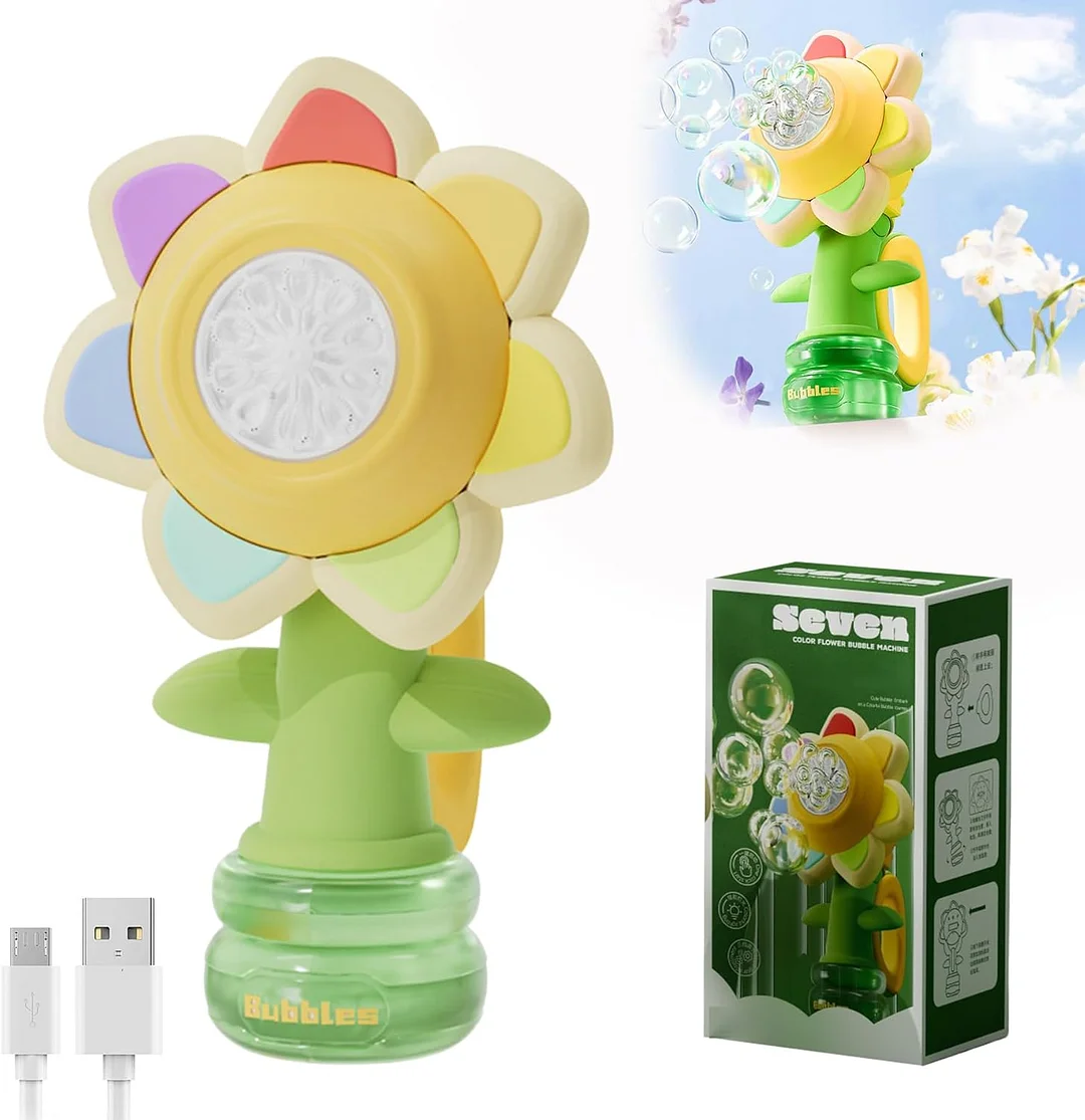 Sunflower Bubble Bath Toy, Flower Bubble Machine for Bath, Rechargeable Fun Swing Dance Bubbles Maker Machine Blower 