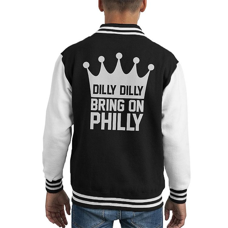 Dilly Dilly Bring On Philly Philadelphia Eagles Kid's Varsity Jacket
