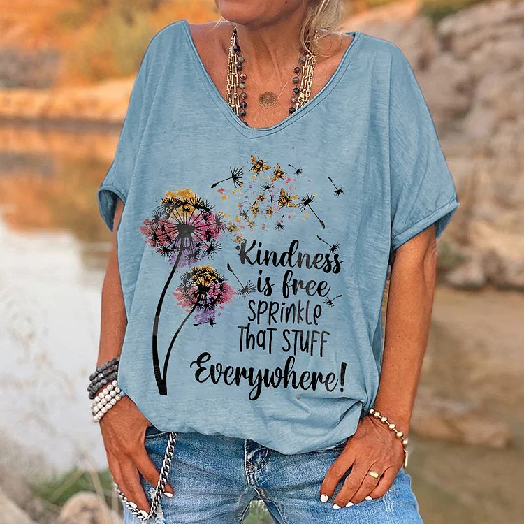 Kindness Is Free Printed Hippie T-shirt socialshop