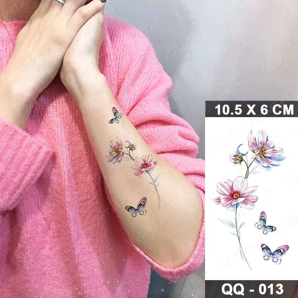 Waterproof Temporary Tattoo Sticker Colorful Fantasy Feathers Flash Tatoo Watercolor Universe Fake Tatto For Body Art Women Men