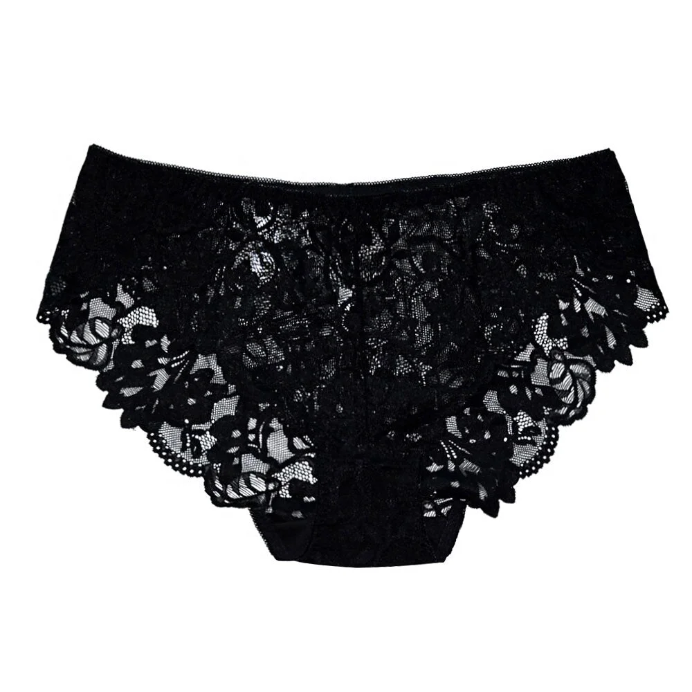 FallSweet Women Full Lace Panties Solid Sexy Briefs Female Plus Size Underwear Mid Rise 4XL