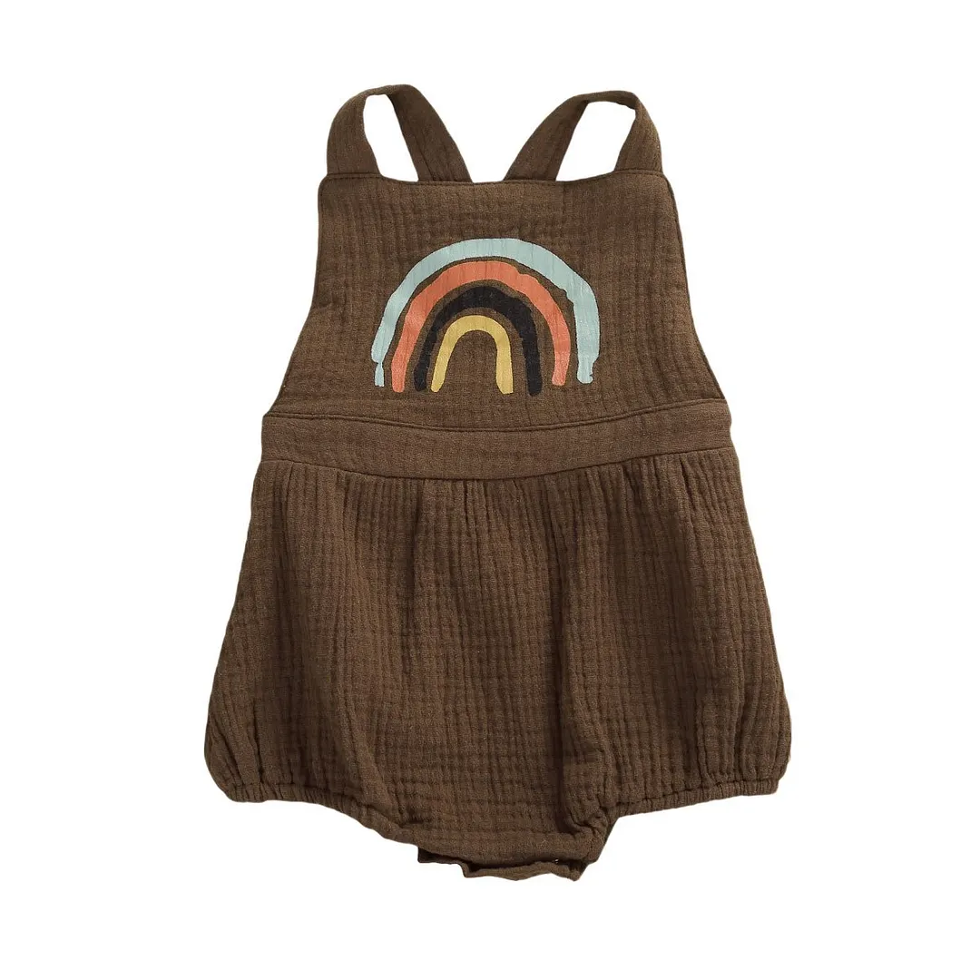 2020 Baby Summer Clothing 0-24M Newborn Infant Baby Girl Boy Rainbow Romper Jumpsuit Cotton Linen Overalls Sleeveless Clothes