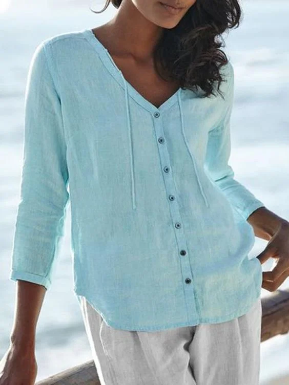 Oversized loose linen women's summer shirt