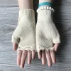 Gants chauds en tricot brod&eacute;s pour femmes