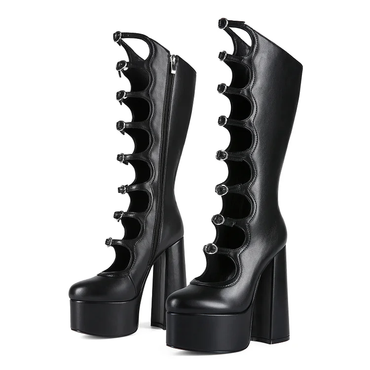 Halloween Gothic Platform Sandals with Buckles &ndash; Thick Heel & Large Size Women's Footwear Vdcoo