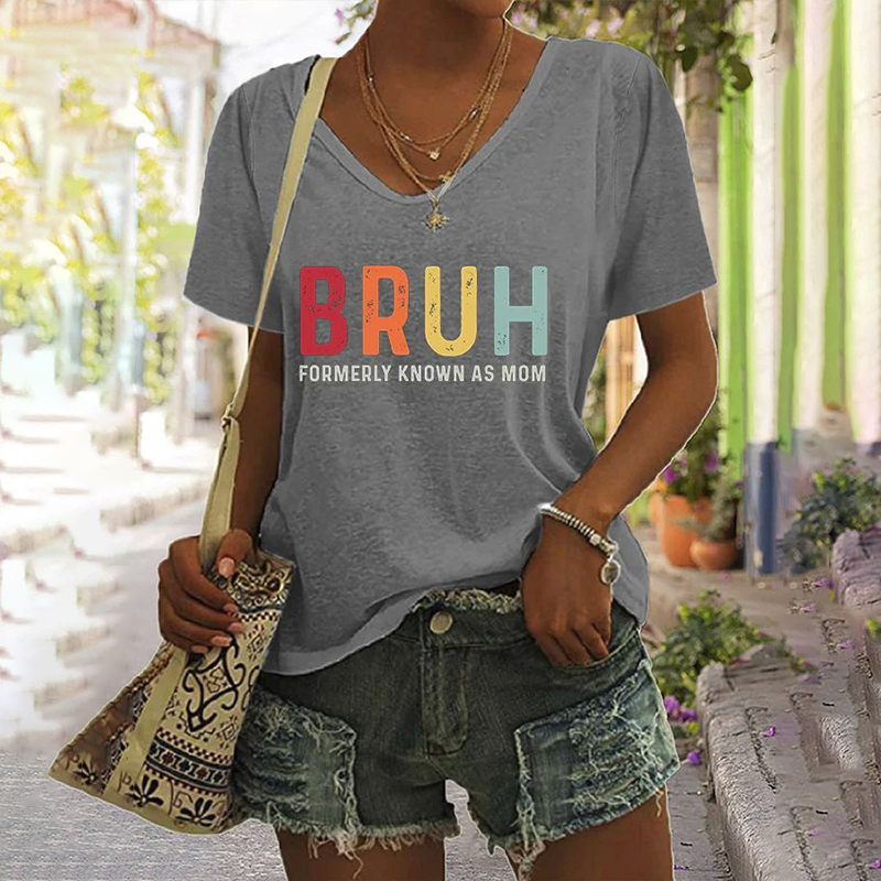 Comstylish Bruh Formerly Known As Mom Print Casual T-Shirt
