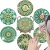 6pcs DIY Anti Slip Green Mandala Coasters Stackable Creative for Tabletop Protection