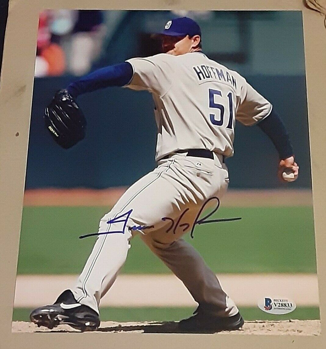 TREVOR HOFFMAN SAN DIEGO PADRES SIGNED AUTOGRAPHED 8X10 Photo Poster painting BAS #V28833 HOF