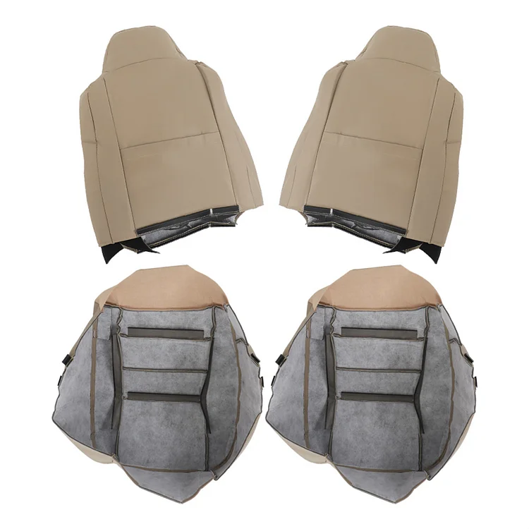 SEBLAFF Tan Seat Cover Front Leather Driver Passenger Bottom Top Replacement for 2003-2007 F250 F350 F450 F550